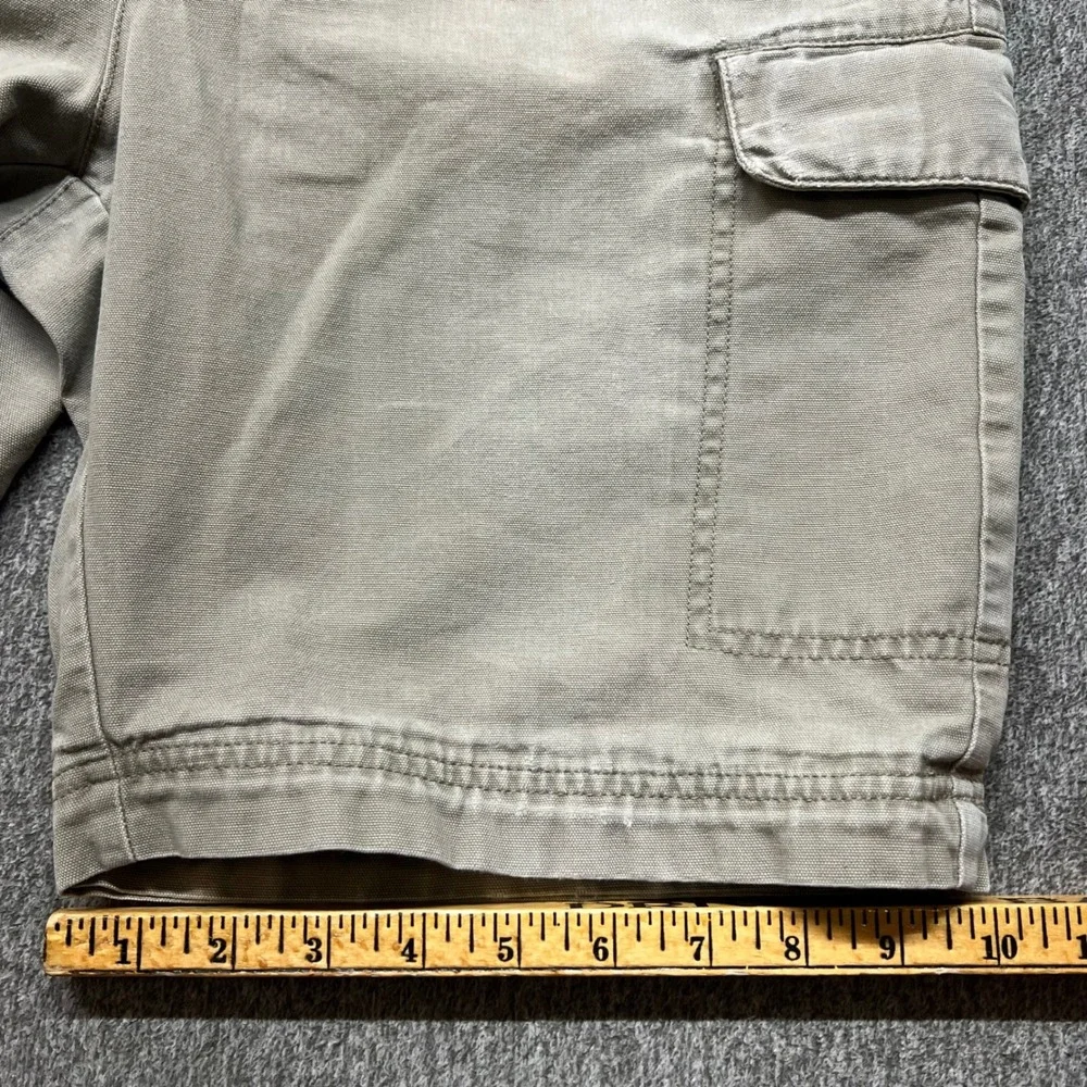 Columbia Mens Tan Khaki Cotton Canvas Cargo Shorts Pleated Hiking Outdoor 30